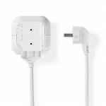 Nedis Extension Socket | Jordet kontakt / Type F (CEE 7/7) | 4-veis | 1.50 m | 3680 W | 16 A | Type av jording: Sidekontakter | 230 V AC 50/60 Hz | Uttaksvinkel: 90 ° | H05VV-F 3G1.5mm² | Hvit