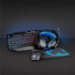 Nedis Gaming Combo Kit | 4-i-1 | Tastatur, headset, mus og musematte | Blå / Sort | QWERTZ | DE Layout