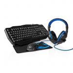 Nedis Gaming Combo Kit | 4-i-1 | Tastatur, headset, mus og musematte | Blå / Sort | QWERTZ | DE Layout