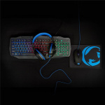 Nedis Gaming Combo Kit | 4-i-1 | Tastatur, headset, mus og musematte | Blå / Sort | QWERTZ | DE Layout