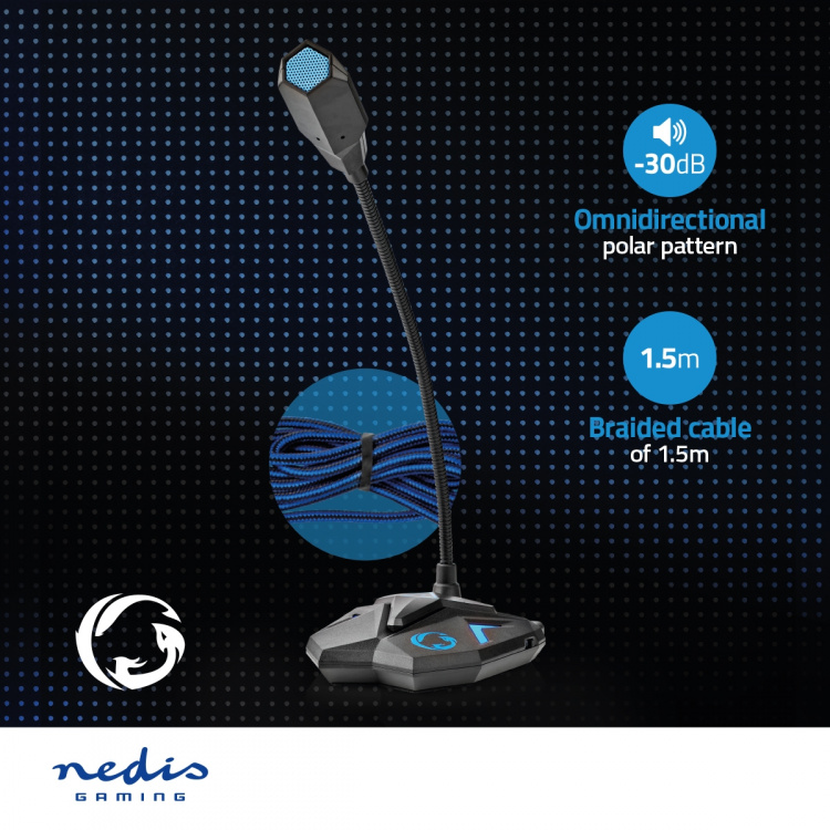 Nedis Streaming og Spillmikrofon | Brukes til: Notisbok / Skrivebord | USB | Utgang for lyd-/video-/datatilkoblinger: 1x 3.5 mm Audio Out | Av/på-bryter | Hodetelefonutgang Nedis Streaming og Spillmikrofon | Brukes til: Notisbok / Skrivebord | USB | Utgang for lyd-/video-/datatilkoblinger: 1x 3.5 mm Audio Out | Av/på-bryter | Hodetelefonutgang