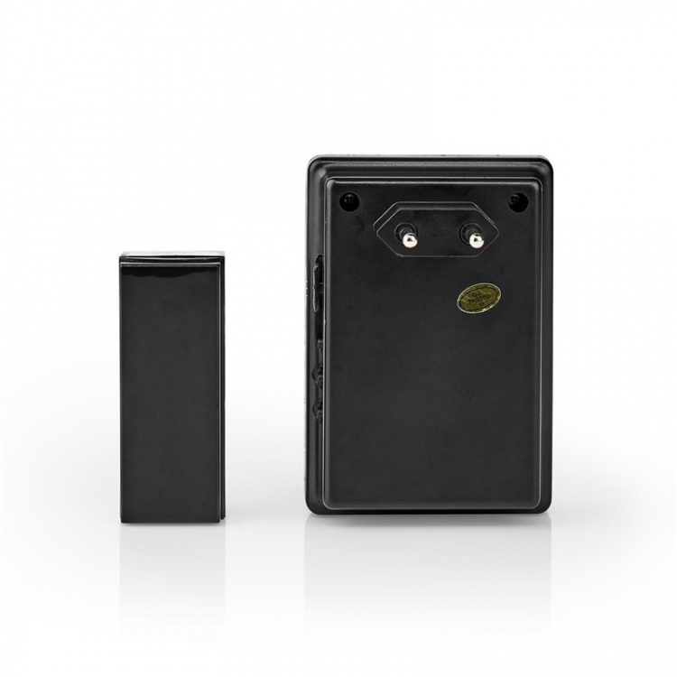 Nedis Trådløs ringeklokke Set | Nettstrøm drevet | 220 - 240 V AC 50 Hz | 1x CR2032 | Volum: 80 dB | Signalområde (siktelinje): 300 m | IP44 | Justerbar volum | 36 Melodier | 1 Mottaker | Sort