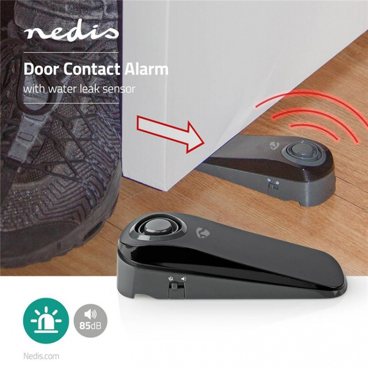 Nedis Dør Vindu Alarm | Batteri drevet | 1x CR123A | 85 dB | Grå / Sort