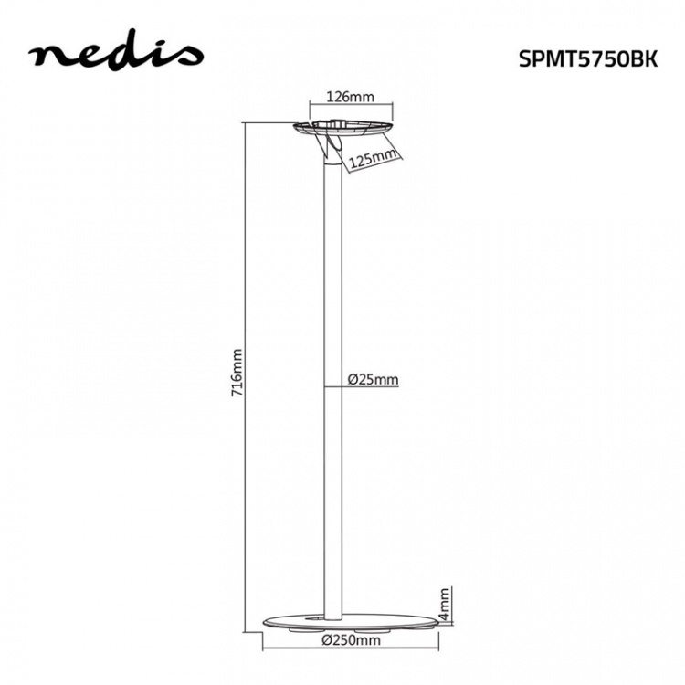 Nedis Speaker Mount | Kompatibel med: Sonos® One SL™ / Sonos® One™ / Sonos® PLAY:1™ | Gulv | 3 kg | Fort | ABS / Stål | Sort