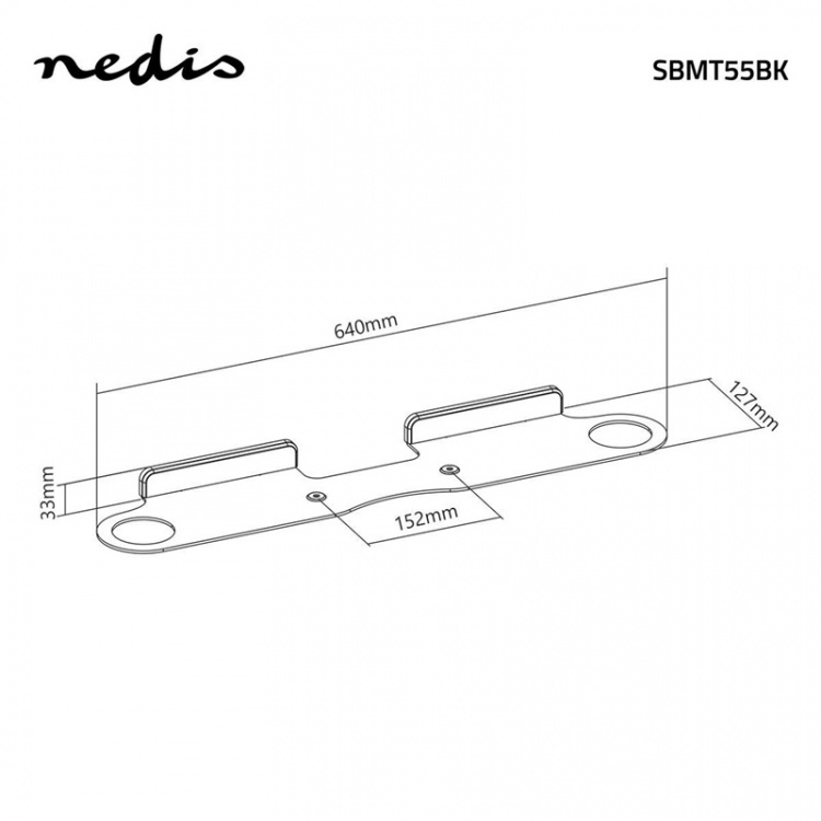 Nedis Soundbar Mount | Kompatibel med: Sonos® Beam™ | Vegg | 5 kg | Fort | ABS / Stål | Sort