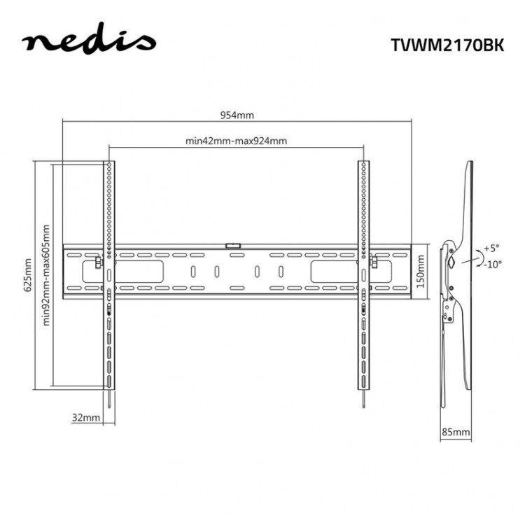 Nedis Tiltbar TV Veggfeste | 60 - 100 