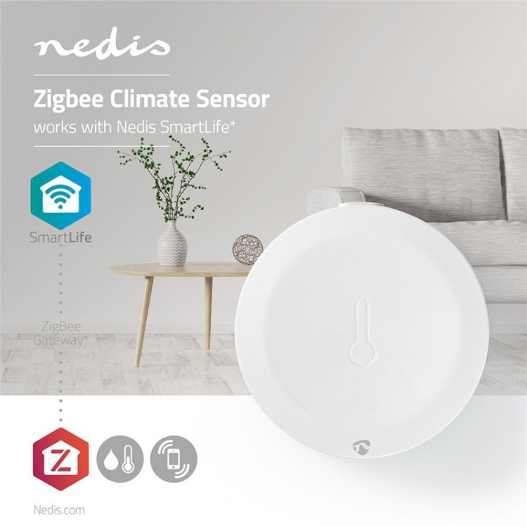 Nedis SmartLife Klimasensor | Zigbee 3.0 | Batteri drevet | Android™ / IOS | Hvit Nedis SmartLife Klimasensor | Zigbee 3.0 | Batteri drevet | Android™ / IOS | Hvit
