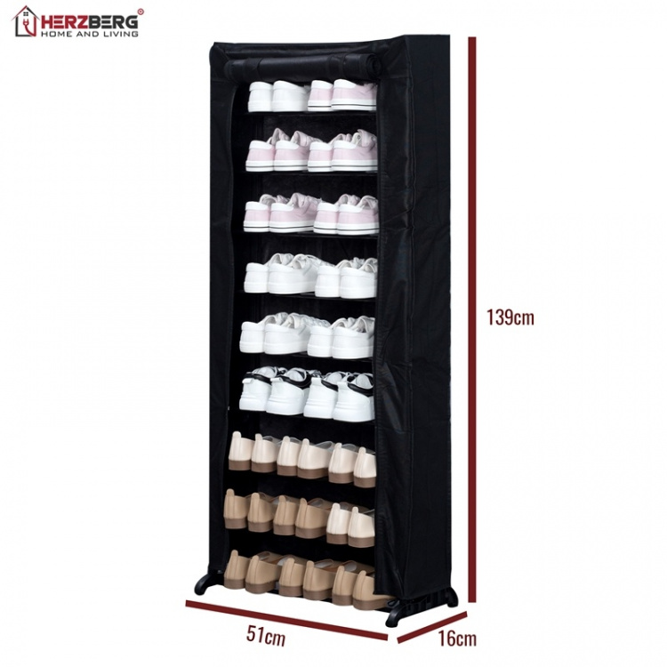 Herzberg Skooppbevaring for 24 sko, Svart