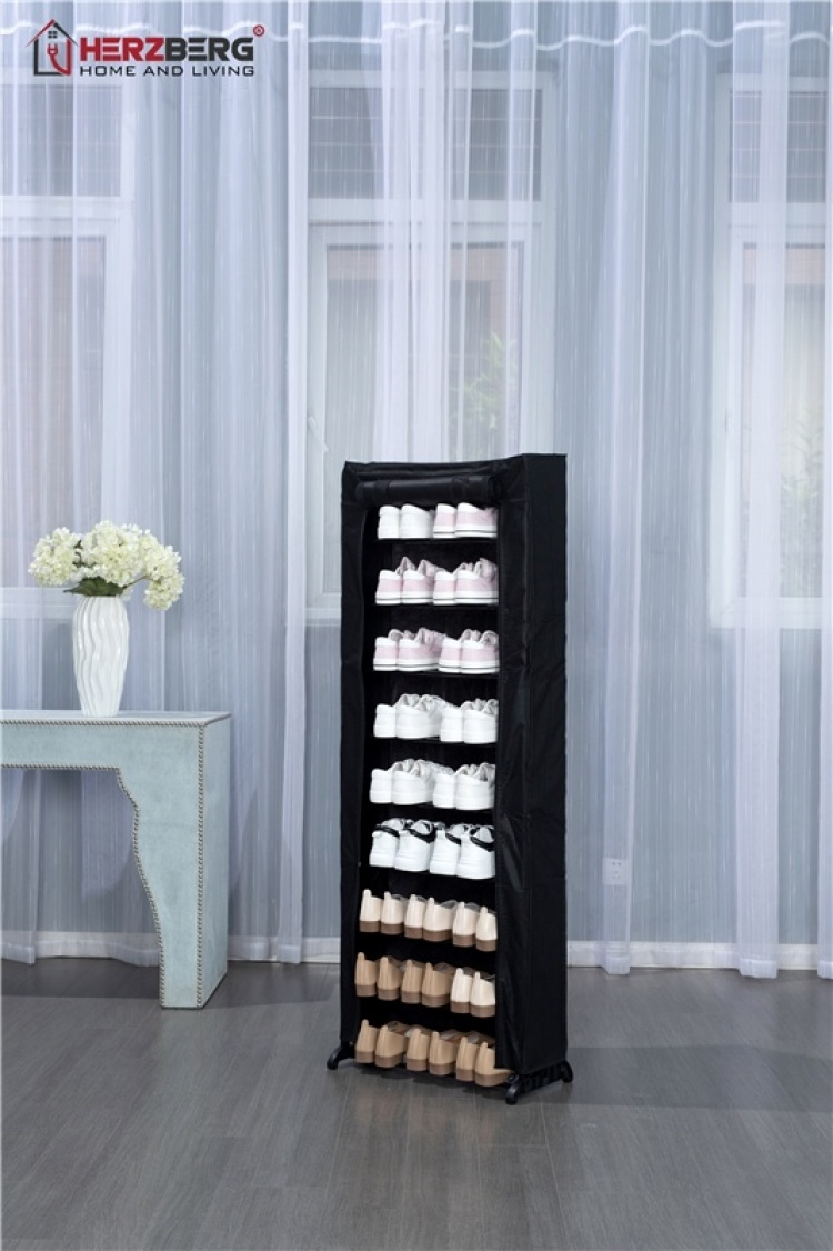 Herzberg Skooppbevaring for 24 sko, Svart