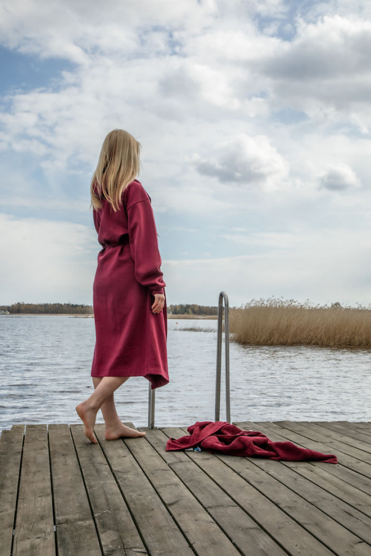 Kosta Linnewäfveri Badekåpe College, Burgundy, S/M