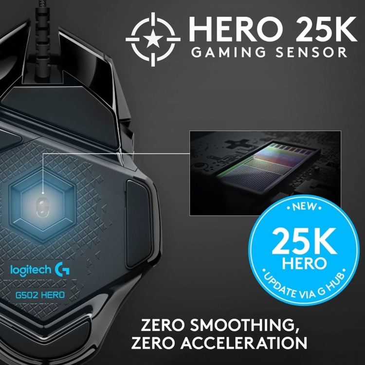 Logitech G502 HERO spillmus med høy ytelse Logitech G502 HERO spillmus med høy ytelse