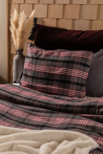 Lord Nelson Sengesett Skaveröd Garnfarget flanell resirkulert 150x210cm, vinrød