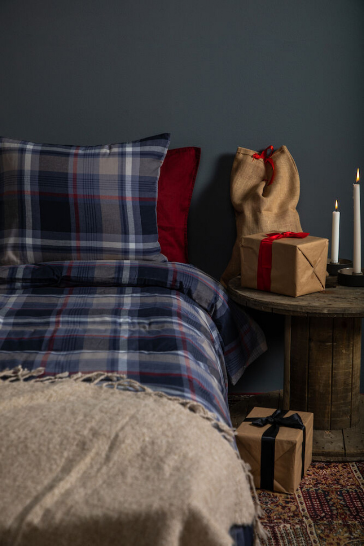 Lord Nelson Sengesett Ladder Yarn Dyed 150x210cm, marineblå