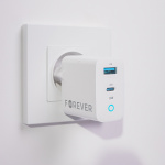 Forever TC-06-33AC PD QC vegglader 1x USB-C 1x USB 33W