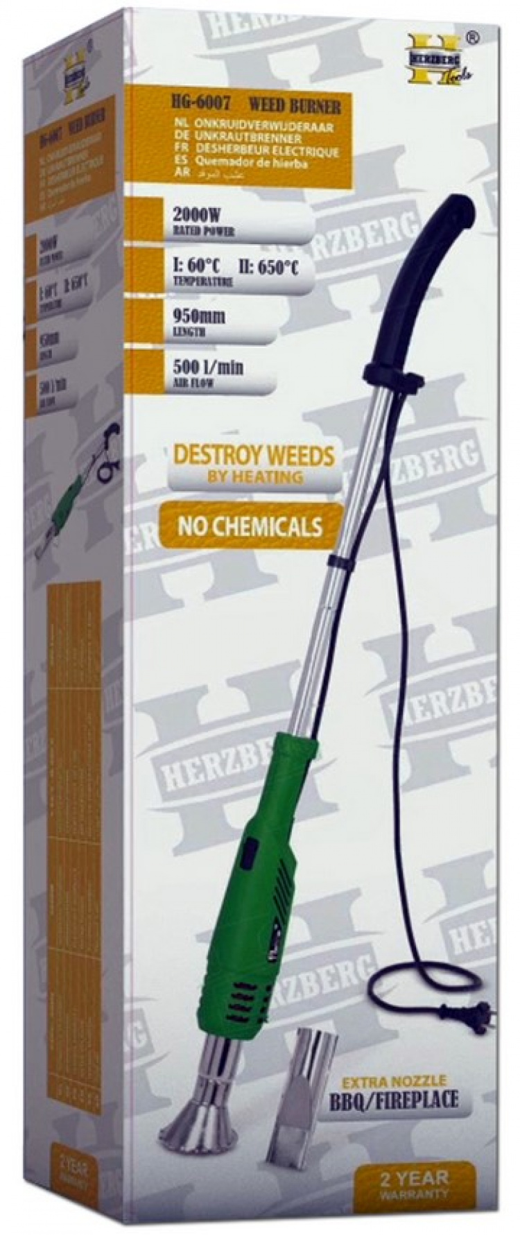 Herzberg HG-6007 Elektrisk ugressbrenner, 2000W