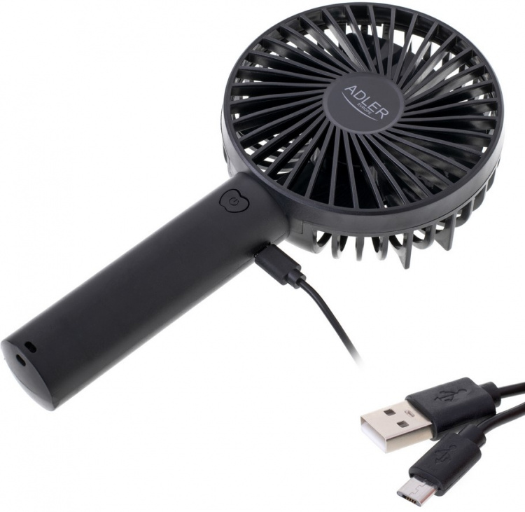 Adler AD 7331 Oppladbar vifte 9 cm, 3 hastigheter, svart