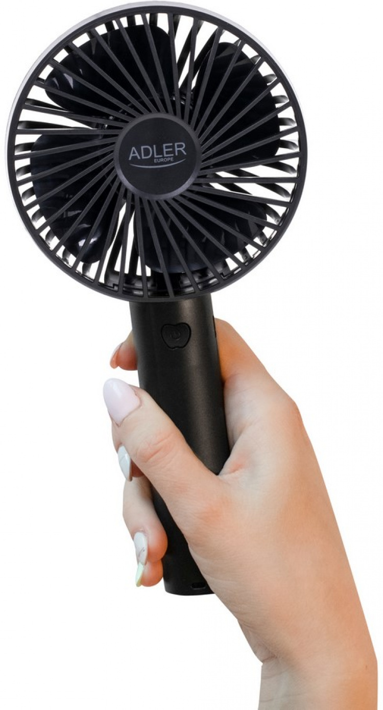 Adler AD 7331 Oppladbar vifte 9 cm, 3 hastigheter, svart