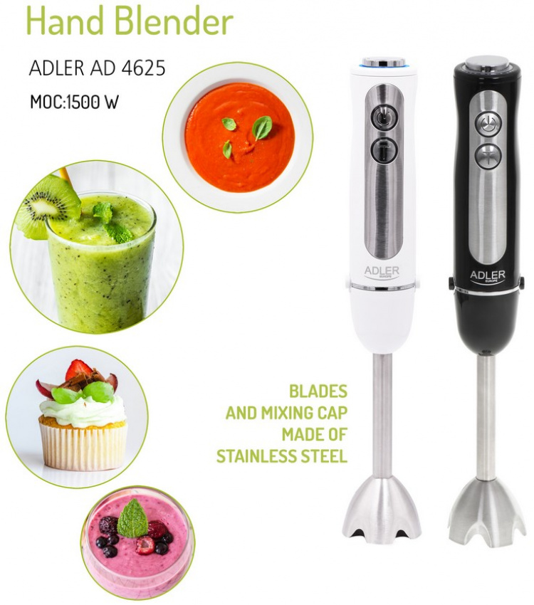 Adler AD 4625 Stavmikser 1500W, Svart Adler AD 4625 Stavmikser 1500W, Svart