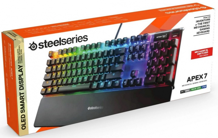 SteelSeries Apex 7 Gaming-tastatur med RGB og OLED-skjerm