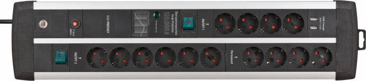 Brennenstuhl Gaming-strømskinne, 14-veis
