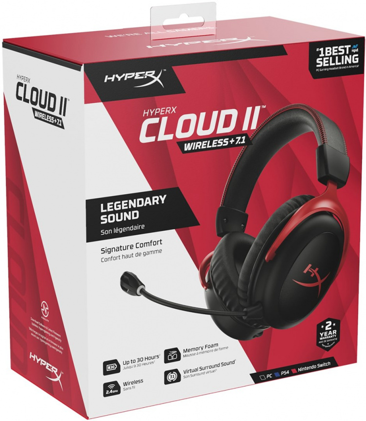 HyperX Cloud II Wireless Svart/Rød