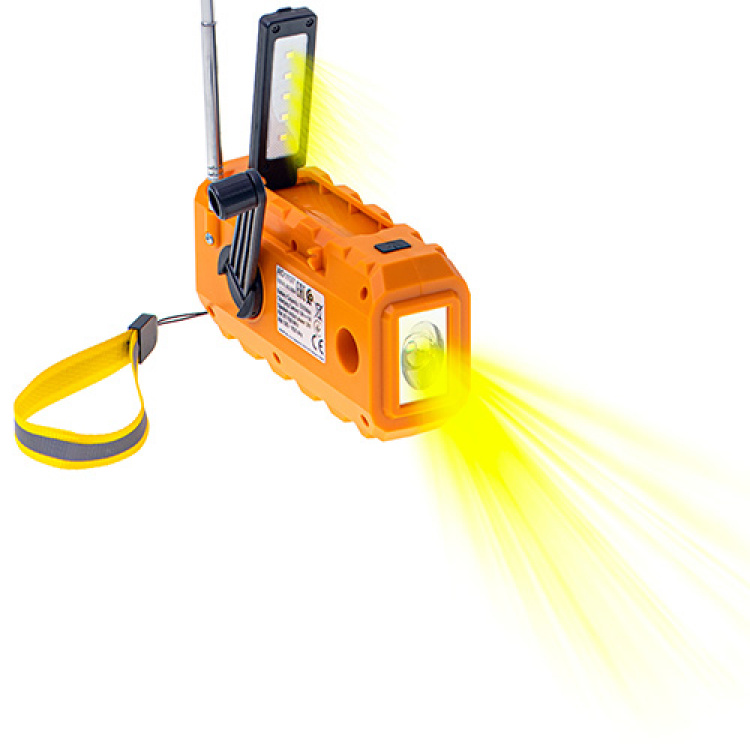 Nødradio / Veiradio med lommelykt, solceller og powerbank