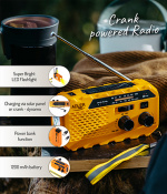 Nødradio / Veiradio med lommelykt, solceller og powerbank