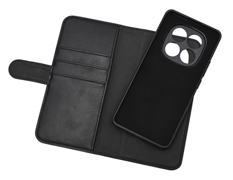 Essentials Xiaomi Redmi Note 14 Pro PU-plånbok, avtagbar, 3 kort, svart