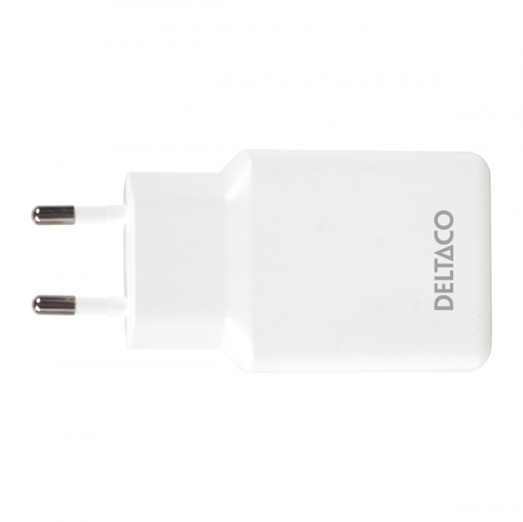 DELTACO USB-C väggladdare 45 W, 2x USB-C PD, slimmad storlek, total effekt 45 W DELTACO USB-C väggladdare 45 W, 2x USB-C PD, slimmad storlek, total effekt 45 W