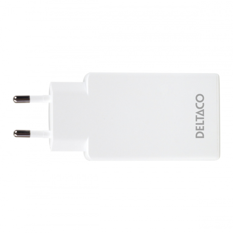 DELTACO USB-C väggladdare 67 W, 2x USB-C PD, slimmad storlek, total effekt 67 W DELTACO USB-C väggladdare 67 W, 2x USB-C PD, slimmad storlek, total effekt 67 W
