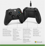 Microsoft Xbox Wireless Controller Gen 9 inkludert kabel for Windows 10, svart Microsoft Xbox Wireless Controller Gen 9 inkludert kabel for Windows 10, svart