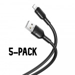 XO NB212 - USB til lynkabel, hurtiglading (2,1A), 1 m, 5-pk XO NB212 - USB til lynkabel, hurtiglading (2,1A), 1 m, 5-pk