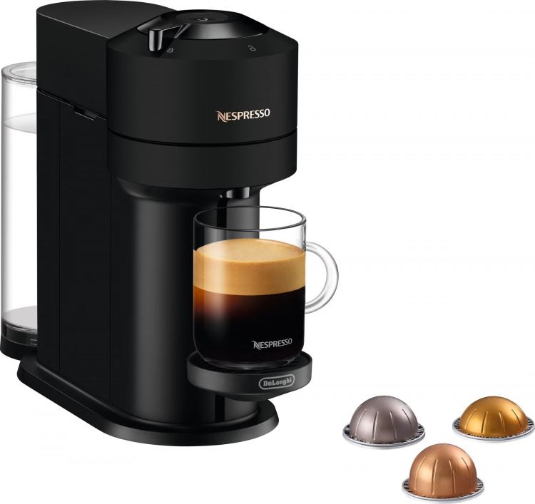 Nespresso Vertuo Next kaffemaskin fra DeLonghi, matt svart