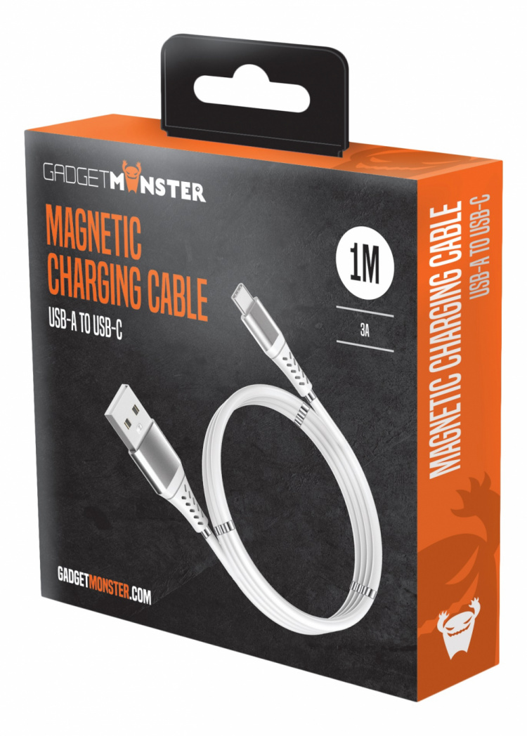 GadgetMonster Magnetisk USB-C-ladekabel, uten kabelrot, 2,4A, 1 m
