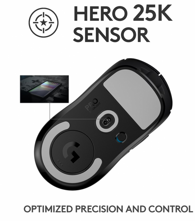 Logitech PRO X SUPERLIGHT trådløs spillmus, svart Logitech PRO X SUPERLIGHT trådløs spillmus, svart