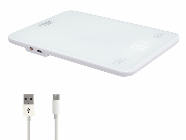Adler AD 3177w Kjøkkenvekt 10 kg, USB-lading, hvit Adler AD 3177w Kjøkkenvekt 10 kg, USB-lading, hvit