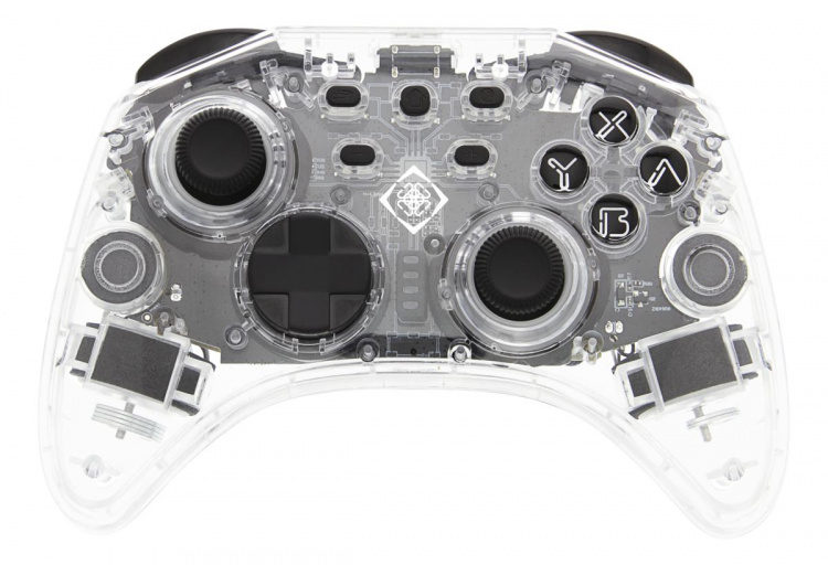 DELTACO Nintendo Switch-kontroller, gjennomsiktig, RGB, makroknapper DELTACO Nintendo Switch-kontroller, gjennomsiktig, RGB, makroknapper