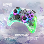 DELTACO Nintendo Switch-kontroller, gjennomsiktig, RGB, makroknapper DELTACO Nintendo Switch-kontroller, gjennomsiktig, RGB, makroknapper