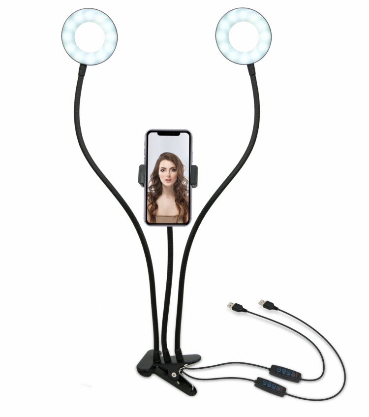 United VBL2177 Dobbel ringbelysning med mobilholder