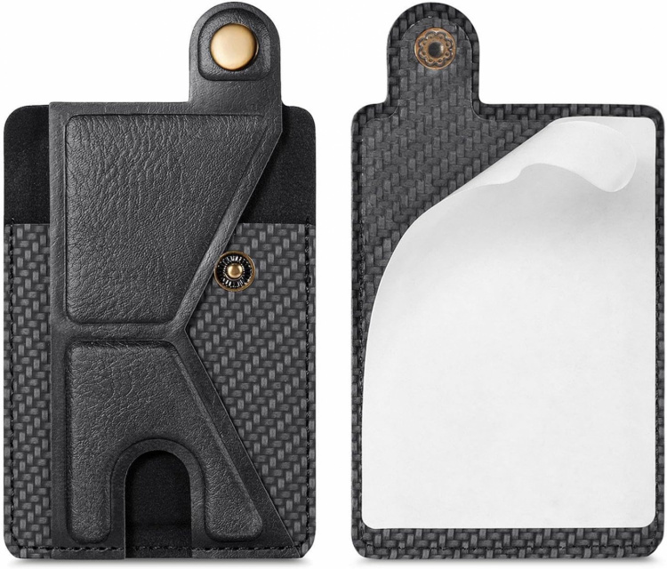 Kortholder i PU-lær med stativ, svart