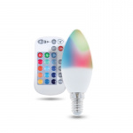 Fjernstyrt LED-lampe med RGB, E14, C37, 5W Fjernstyrt LED-lampe med RGB, E14, C37, 5W