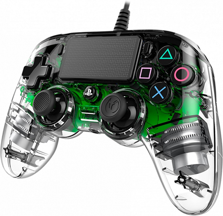 Nacon Kablet, opplyst Compact-kontroll, grønn LED (PS4/PC)