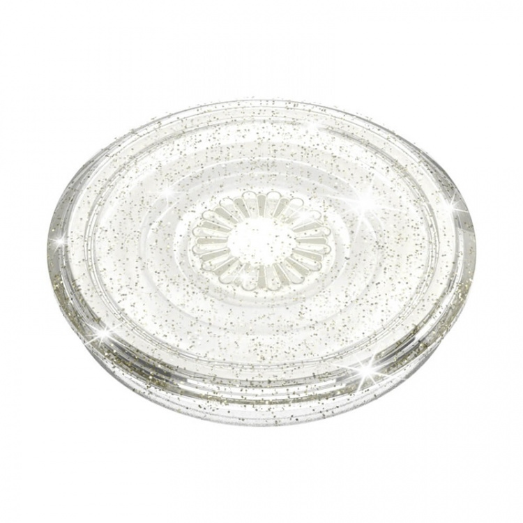 PopSockets Clear Glitter Silver Avtagbart Grip med Stativfunksjon