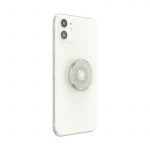 PopSockets Clear Glitter Silver Avtagbart Grip med Stativfunksjon