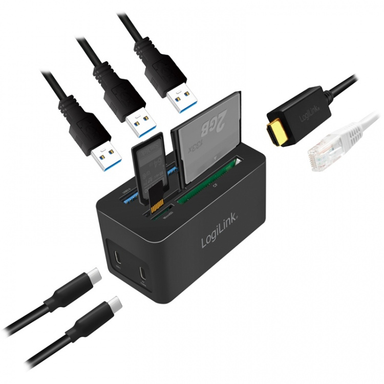 LogiLink PC/Mac mini-dokk HDMI, USB-C, USB