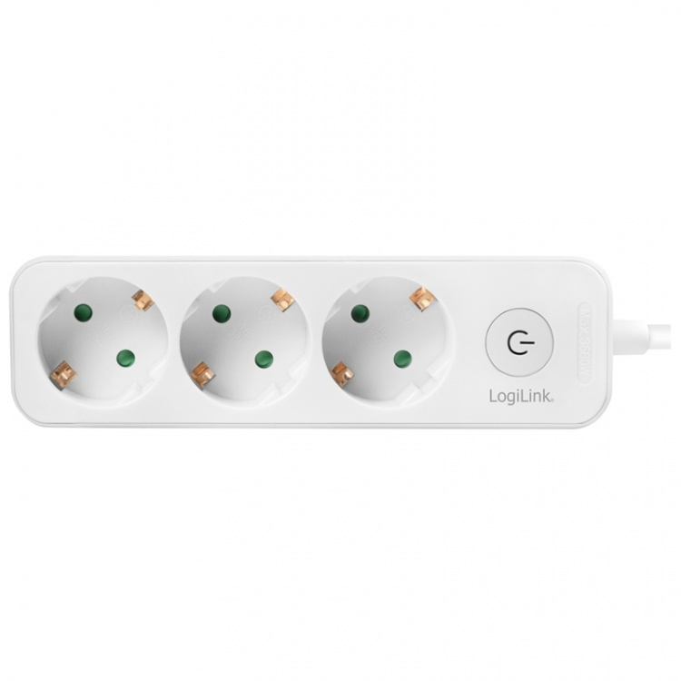 LogiLink Grenuttak 3-veis med bryter 1,5m Hvit
