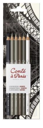 Conté à Paris Set med skispor, 6st