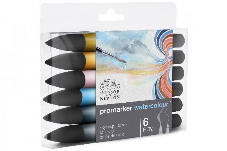 Winsor WaterColour Marker 6-pack, Sky tones set