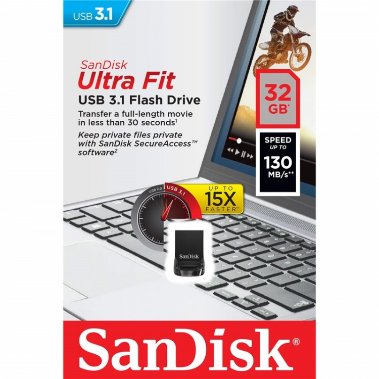 SANDISK USB-minne 3.1 UltraFit 32GB SANDISK USB-minne 3.1 UltraFit 32GB