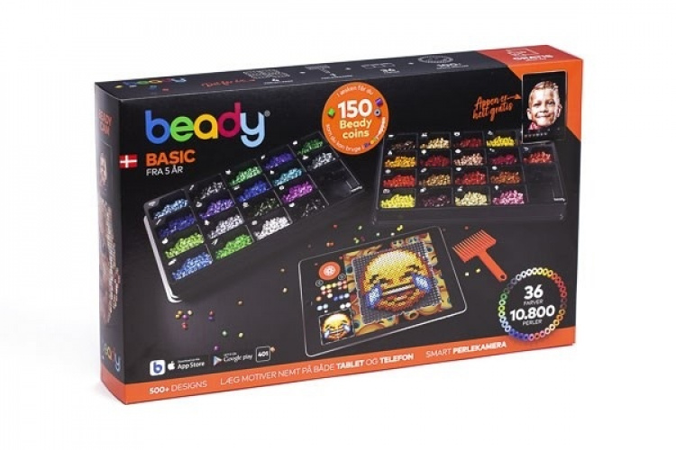 Beady Basic 10 800 perler, 4 plater, 1 perleskraper